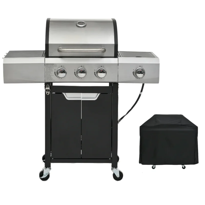 Propane Grill 3 Burner Barbecue Grill Stainless Steel Gas Grill with Side Burner and Cover for Outdoor BBQ, Camping - Image 13