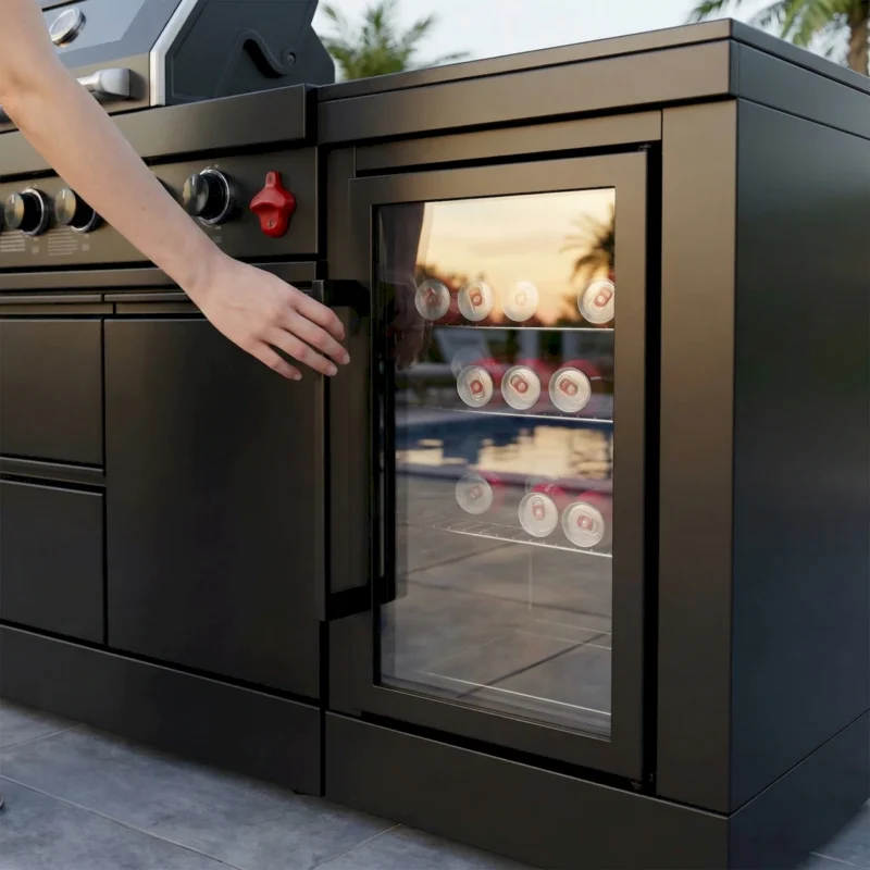65-Inch 4-Burner 72000 BTU Deluxe Stainless Steel Propane Gas Outdoor Kitchen Bar Barbecue Island Grill + Wine Cooler Compact Refrigerator + Marble Countertops  - Image 6