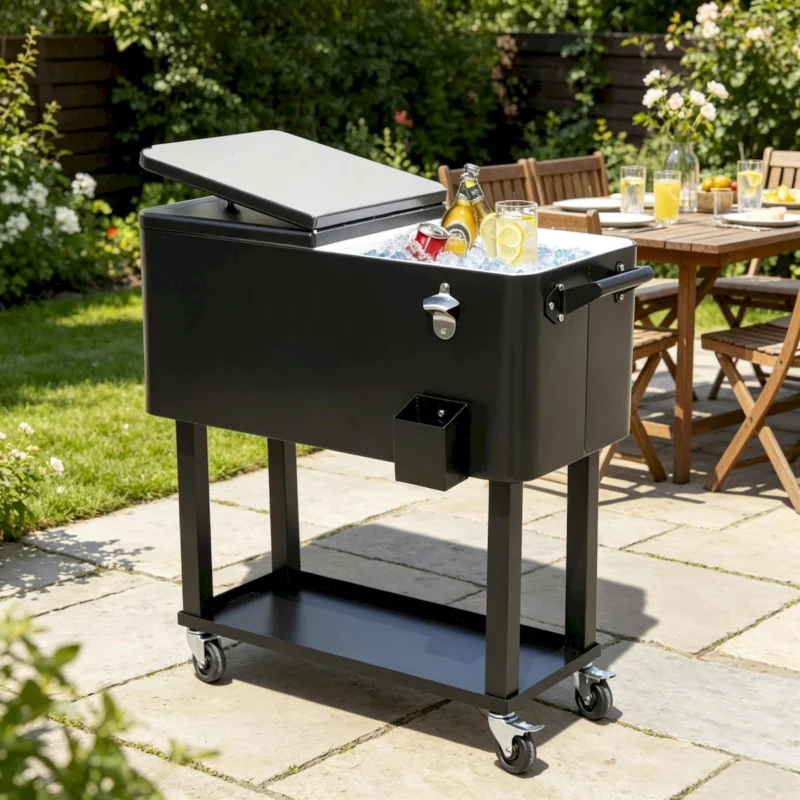 Outdoor Drink Cooler Cart,Mobile Cooling Bins,Ice Chest - Image 4