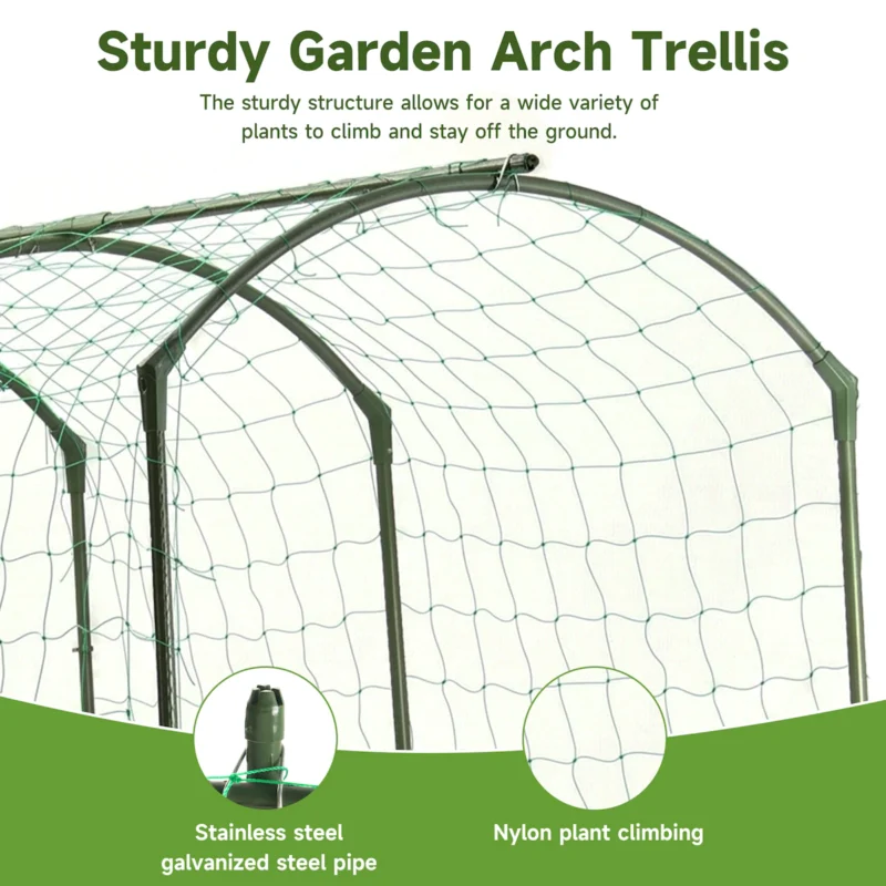 Heavy Duty 20mm Large Diameter Metal Cucumber & Loofah Trellis, U-Shape Garden Arch for Raised Bed, Climbing Vegetable Plant Support - Image 10
