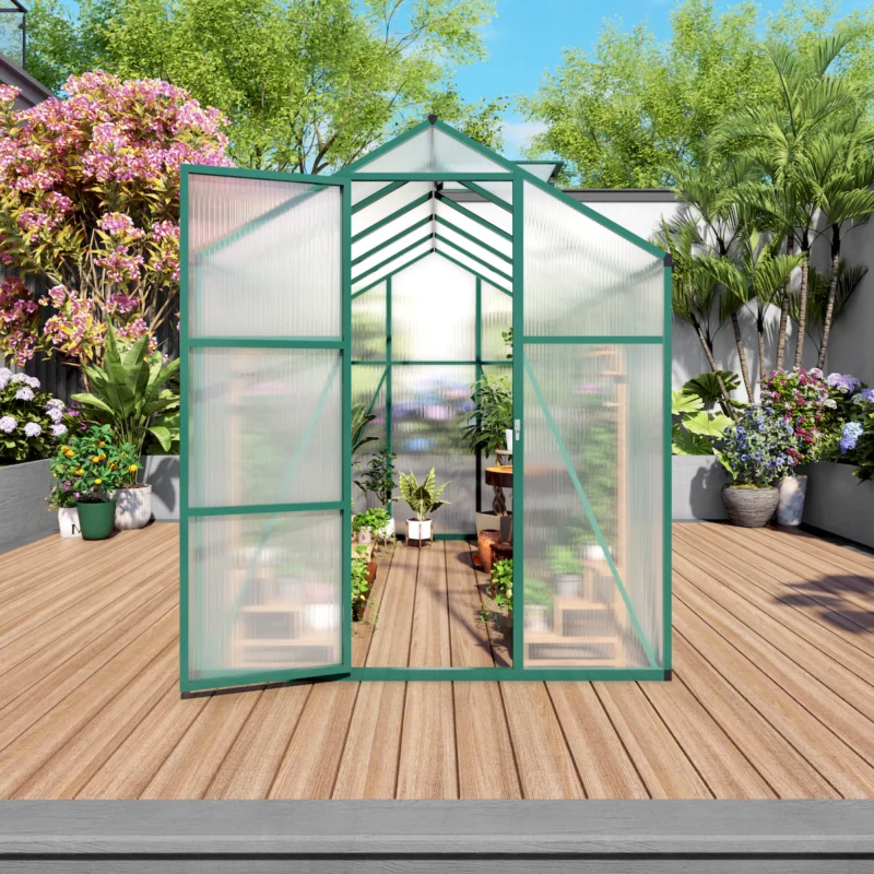 Newly marketed Gain height windproofaluminum greenhouse 6x10 FT Polycarbonate Greenhouse Raised Base and Anchor Aluminum Heavy Duty Walk-in Greenhouses for Outdoor Backyard in All Season - Image 7