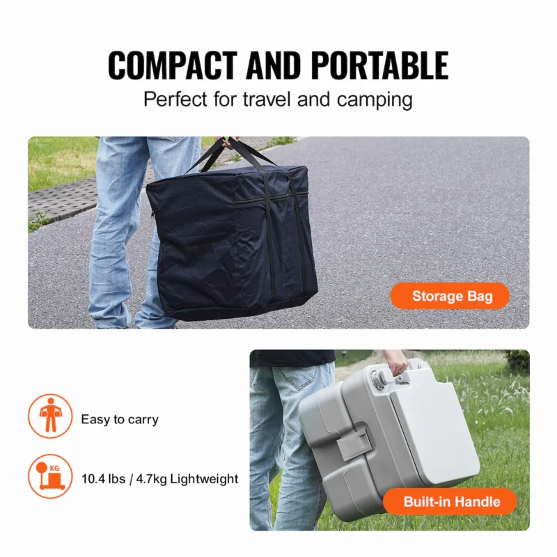 Portable Toilet for Camping, Porta Potty with Carry Bag, 5.3 Gal Waste Tank & 3.2 Gal Flush Tank, Push-Button Pressurized Flush Commode, Leak-proof and Odourless Travel Toilet for Camping Car  - Image 8