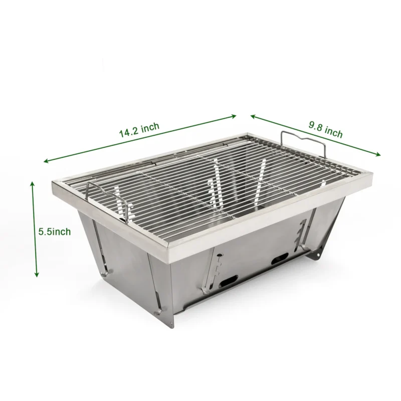 Folded portable BBQ outdoor charcoal barbecue set for picnic patio camping - Image 4