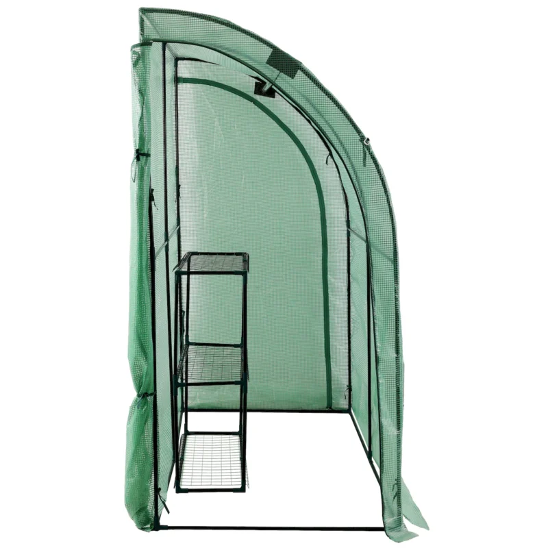 3 Tier Lean-To Portable Greenhouse, Heavy Duty Indoor Outdoor Garden Greenhouse with Wire Shelves, 2 Roll-Up Zipper Doors, Easy Assembly, 79"x39"x83", PE Weatherproof Cover - Image 6