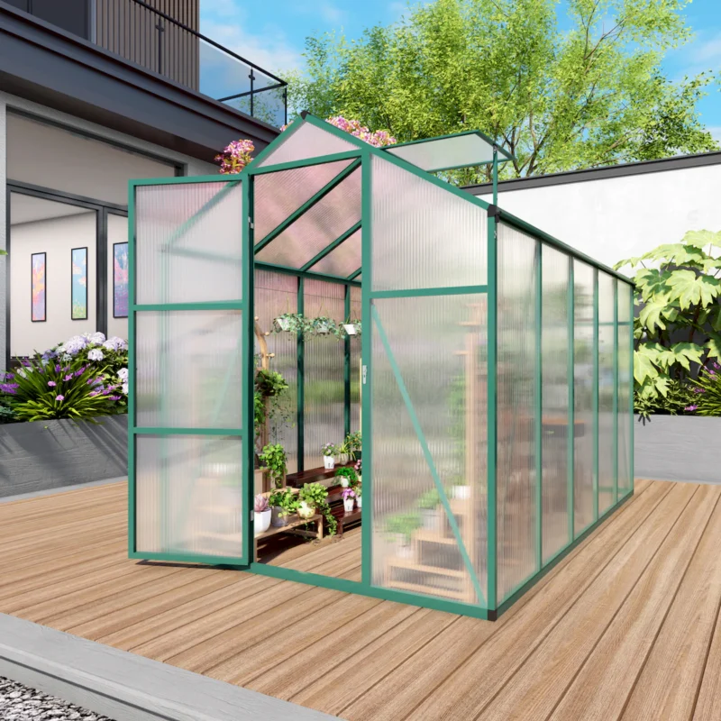 Newly marketed Gain height windproofaluminum greenhouse 6x10 FT Polycarbonate Greenhouse Raised Base and Anchor Aluminum Heavy Duty Walk-in Greenhouses for Outdoor Backyard in All Season - Image 6