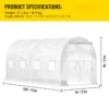 Walk-in Tunnel Greenhouse, 12 x 7 x 7 ft Portable Plant Hot House w/ Galvanized Steel Hoops, 1 Top Beam, Diagonal Poles, Zippered Door & 6 Roll-up Windows, Green  - Image 2
