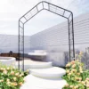 Metal Garden Arch L56.3'' x W16.93'' x H94.5'' Climbing Plants Support Rose Arch Outdoor Black - Image 11