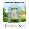Walk-in Tunnel Greenhouse, 15 x 6.5 x 7 ft Portable Plant Hot House w/ Galvanized Steel Hoops, 1 Top Beam, Diagonal Poles, Zippered Door & 8 Roll-up Windows, White - Image 6