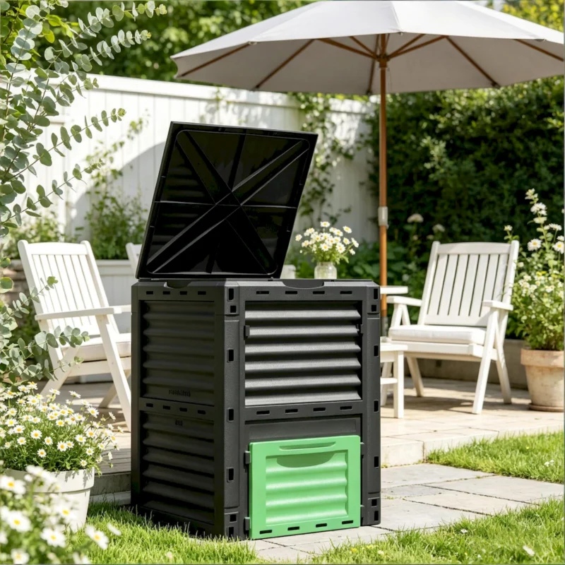 Outdoor Large Capacity Composter,Garden Compost Bin,Fertile Soil Aerating Box - Image 2