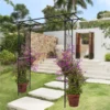 Metal Garden Arch L80.3'' x W20.47'' x H81.1'' Climbing Plants Support Rose Arch Outdoor Black - Image 4