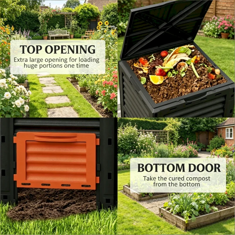 Fertile Soil Aerating Box,Outdoor Large Capacity Composter,Garden Compost Bin - Image 3