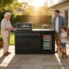 65-Inch 4-Burner 72000 BTU Deluxe Stainless Steel Propane Gas Outdoor Kitchen Bar Barbecue Island Grill + Wine Cooler Compact Refrigerator + Marble Countertops  - Image 4