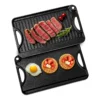 14x8.5 inch Reversible Grill Griddle Pre-Seasoned BBQ Pan Cast Iron Black