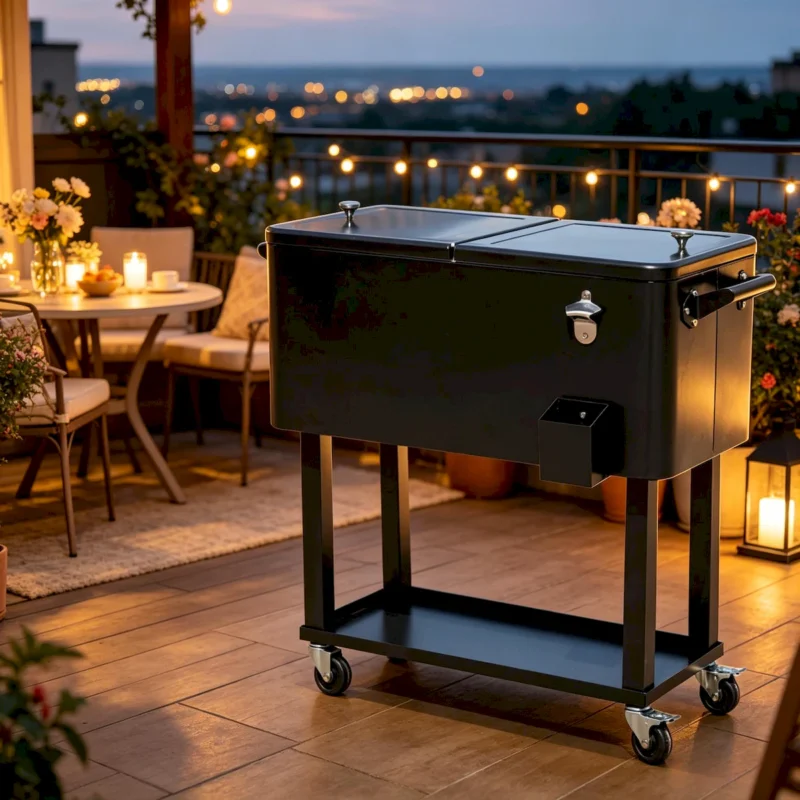 Outdoor Drink Cooler Cart,Mobile Cooling Bins,Ice Chest - Image 2