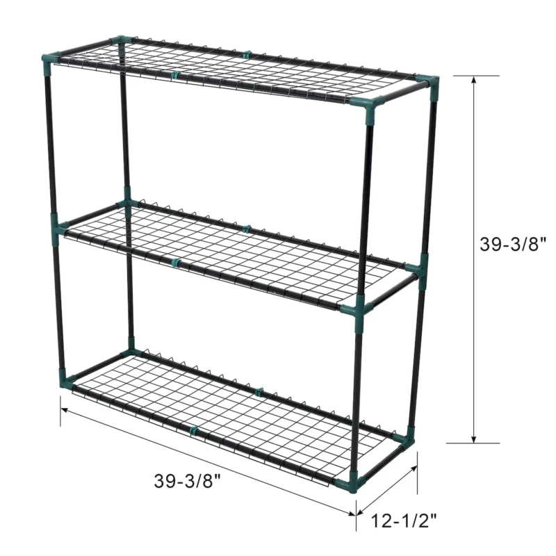 3 Tier Lean-To Portable Greenhouse, Heavy Duty Indoor Outdoor Garden Greenhouse with Wire Shelves, 2 Roll-Up Zipper Doors, Easy Assembly, 79"x39"x83", PE Weatherproof Cover - Image 5