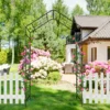 Metal Garden Arch L56.3'' x W16.93'' x H94.5'' Climbing Plants Support Rose Arch Outdoor Black - Image 10