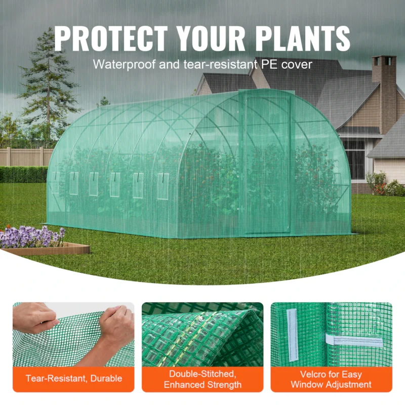 Walk-in Greenhouse, 55.5" x 56.1" x 78.7" Greenhouse for Outdoors with PE Cover, 2 Tiers 8 Shelves, Roll-Up Zipper Door, Walk in Green House, Portable Plant Garden Hot House for Backyard Outside  - Image 3