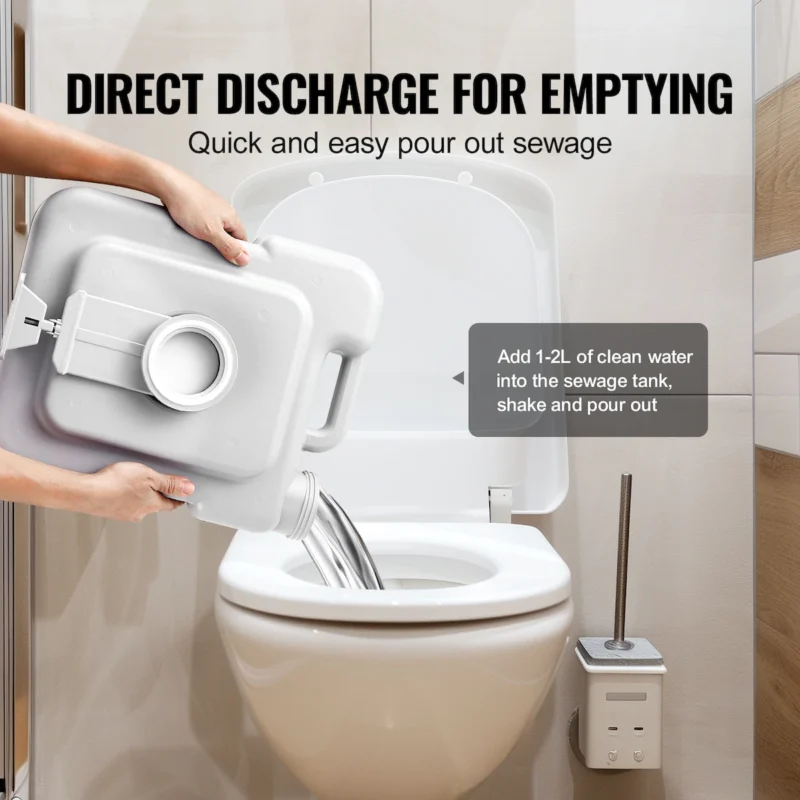 Portable Toilet for Camping, Porta Potty with Carry Bag, 5.3 Gal Waste Tank & 3.2 Gal Flush Tank, Push-Button Pressurized Flush Commode, Leak-proof and Odourless Travel Toilet for Camping Car  - Image 6