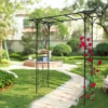 Metal Garden Arch L80.3'' x W20.47'' x H81.1'' Climbing Plants Support Rose Arch Outdoor Black - Image 3