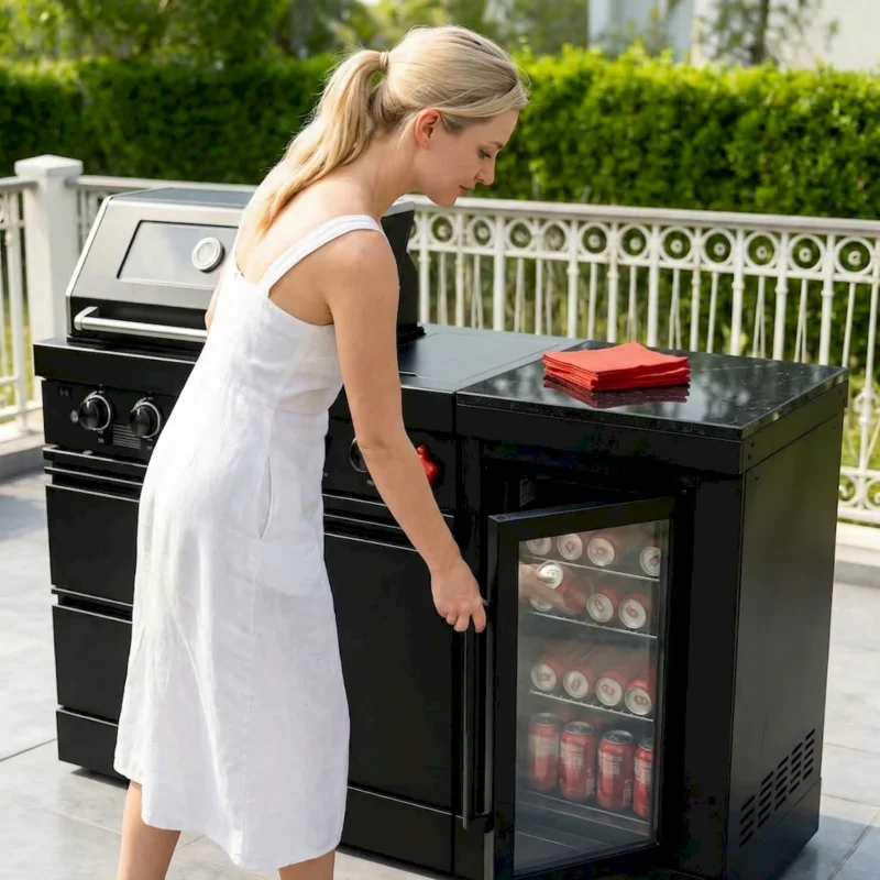 65-Inch 4-Burner 72000 BTU Deluxe Stainless Steel Propane Gas Outdoor Kitchen Bar Barbecue Island Grill + Wine Cooler Compact Refrigerator + Marble Countertops  - Image 3