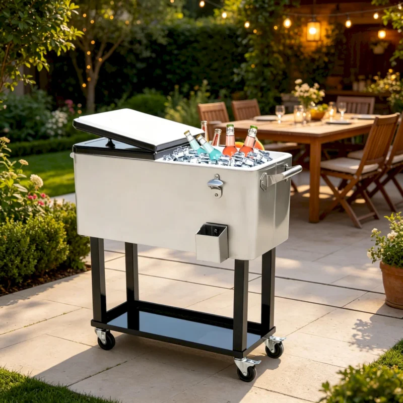 Outdoor Drink Cooler Cart,Mobile Cooling Bins,Ice Chest - Image 9