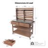 K&K 64.9"H Outdoor Potting Bench Table with Lockable Wheels, Solid Wood Outdoor Kitchen Island with Upper Hutch, Stainless Steel Top, Towel Rack ,Outdoor Storage for Grilling, Lawn Garden -Grey Blue - Image 40