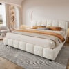 King Boucle Platform Bed with Curved Headboard in Beige - Image 2