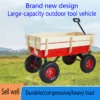 outdoor sport wagon tools cart wooden side panels air tires Wagon (red) - Image 20