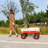 outdoor sport wagon tools cart wooden side panels air tires Wagon (red) - Image 16