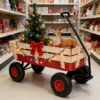 outdoor sport wagon tools cart wooden side panels air tires Wagon (red) - Image 6