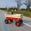 outdoor sport wagon tools cart wooden side panels air tires Wagon (red) - Image 22