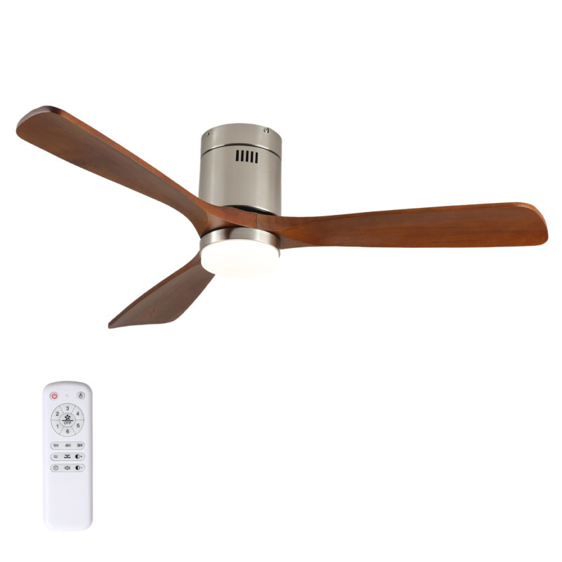 52 Inch Ceiling Fan with Light, 3 Light Walnut Solid Wood Blades,Remote Control,6-speed Reversible DC Motor for Bed Room,Dining Room,Living Room. - Image 9