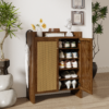42.5" Tall Rattan Shoe Cabinet with Doors, 6-Tier Shoe Storage Cabinet with Adjustable Shelves, Wooden Freestanding Shoe Organizer Shoe Cabinet for Entryway,Hallway,Living Room - Image 15