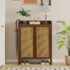 42.5" Tall Rattan Shoe Cabinet with Doors, 6-Tier Shoe Storage Cabinet with Adjustable Shelves, Wooden Freestanding Shoe Organizer Shoe Cabinet for Entryway,Hallway,Living Room - Image 13