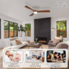 52 Inch Ceiling Fan with Light, 3 Light Walnut Solid Wood Blades,Remote Control,6-speed Reversible DC Motor for Bed Room,Dining Room,Living Room. - Image 2