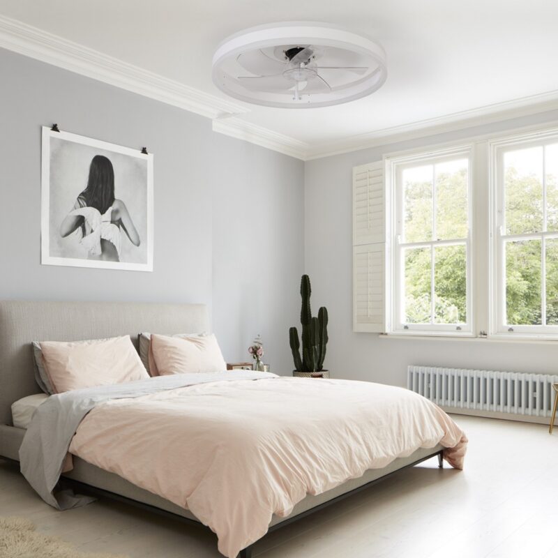 20" Flush Mount Ceiling Fans with Lights and Remote, 3000K-6000K Dimmable LED Fandelier Low Profile Chandelier Ceiling Fan for Bedroom Living Room, White - Image 6