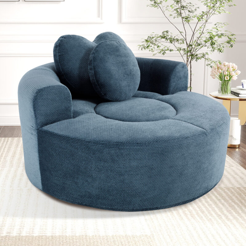 Round Sofa Bed with Memory Foam Sectional Couches for Living Room, Cloud Couch with three pillows - Image 2