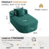67.5''Chaise Lounge Chair 46'' Wide Seat Indoor Corduroy Oversized Sleeper Sofa for Living Room Deep Seat Lounge and Two Soft Pillows Convertible Boneless Sofa Bed, Green,No Assembly Required - Image 28