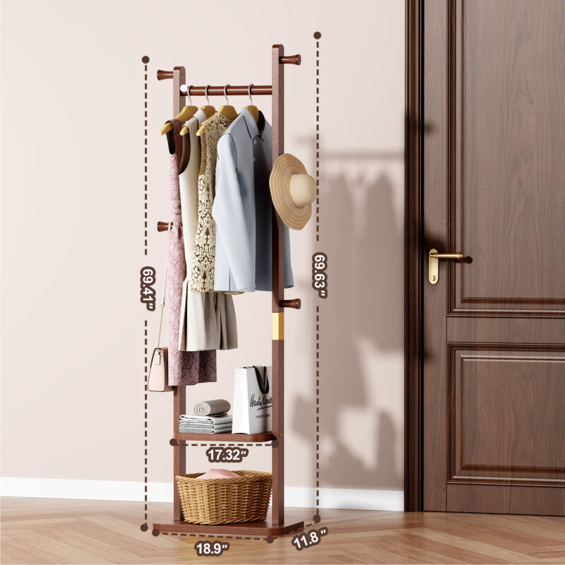Coat Racks solid wood hanger 23.6* 11*70.8in Solid environmental protection easy to assemble beautiful can be placed in the bedroom/entrance/living room - Image 2