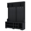 Modern Hallway Hall Tree with Metal Hooks and Storage Space, Multi-Functional Entryway Coat Rack with Shoe Cubbies, Black - Image 4