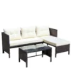 Outdoor patio Furniture sets 3 piece Conversation set wicker Ratten Sectional Sofa With Seat Cushions(Beige Cushion) - Image 17