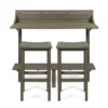 3-Piece Balcony Bar Set with Bottom Shelf Table and 2 Stools, Grey Finish - Image 13