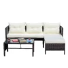 Outdoor patio Furniture sets 3 piece Conversation set wicker Ratten Sectional Sofa With Seat Cushions(Beige Cushion) - Image 16