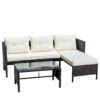 Outdoor patio Furniture sets 3 piece Conversation set wicker Ratten Sectional Sofa With Seat Cushions(Beige Cushion) - Image 15