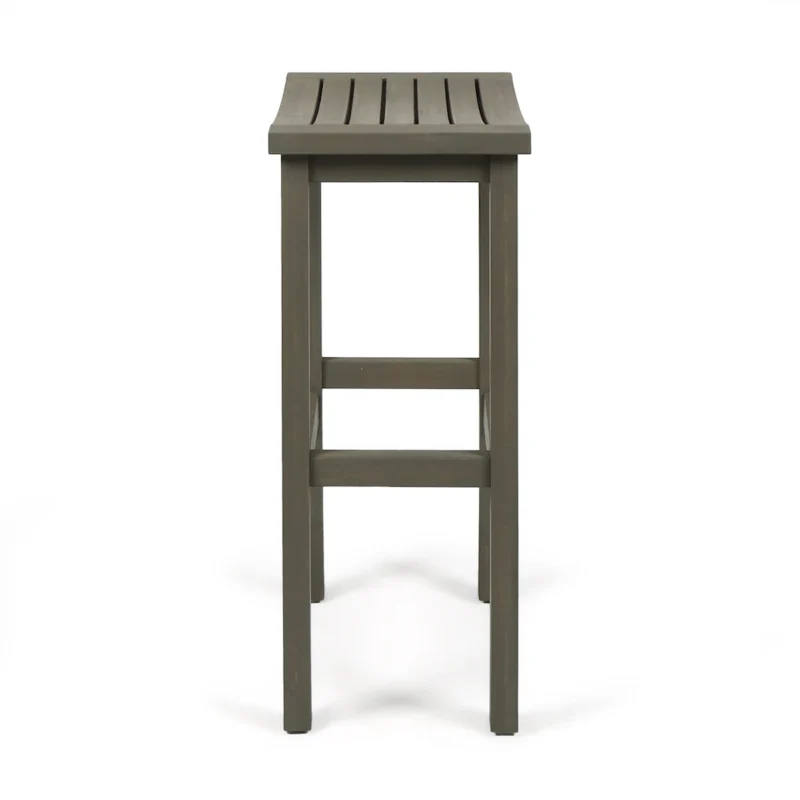 3-Piece Balcony Bar Set with Bottom Shelf Table and 2 Stools, Grey Finish - Image 15