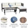 Outdoor patio Furniture sets 3 piece Conversation set wicker Ratten Sectional Sofa With Seat Cushions(Beige Cushion) - Image 7