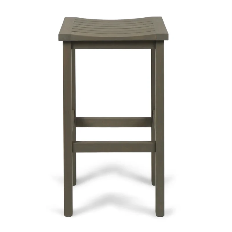 3-Piece Balcony Bar Set with Bottom Shelf Table and 2 Stools, Grey Finish - Image 14