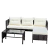 Outdoor patio Furniture sets 3 piece Conversation set wicker Ratten Sectional Sofa With Seat Cushions(Beige Cushion) - Image 8