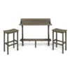 3-Piece Balcony Bar Set with Bottom Shelf Table and 2 Stools, Grey Finish - Image 17