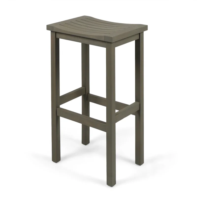 3-Piece Balcony Bar Set with Bottom Shelf Table and 2 Stools, Grey Finish - Image 7